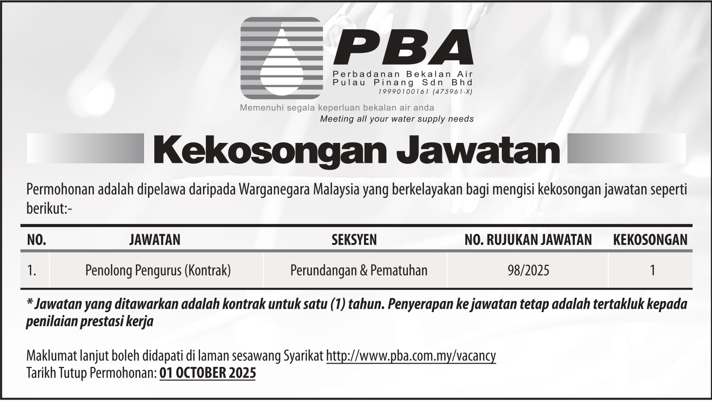 KEKOSONGAN JAWATAN
