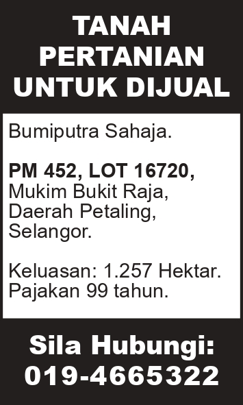 TANAH PERTANIAN UNTUK DIJUAL