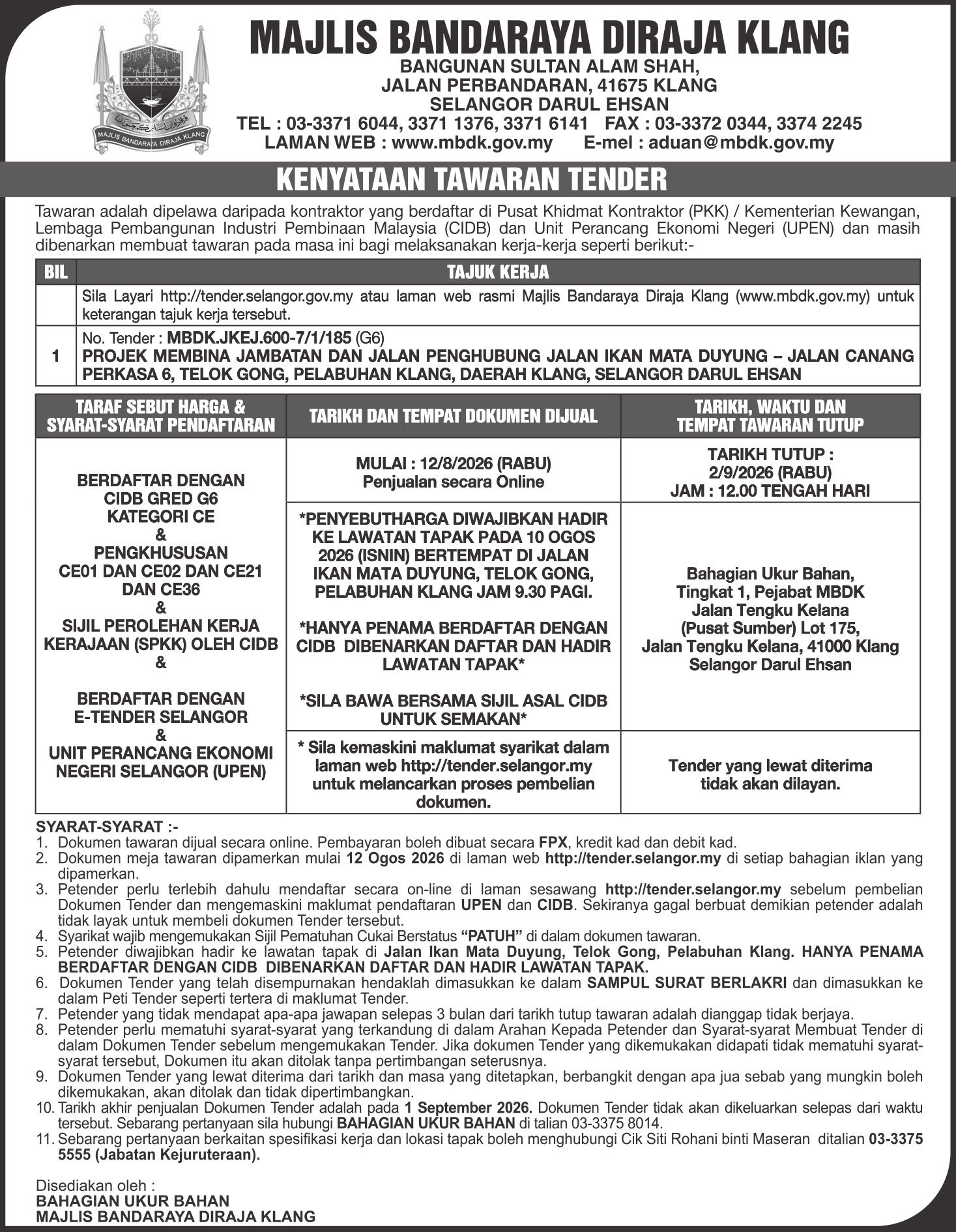 MAJLIS BANDARAYA DIRAJA KLANG